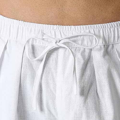 Pantalon long décontracté lin coton léger ample unisexe