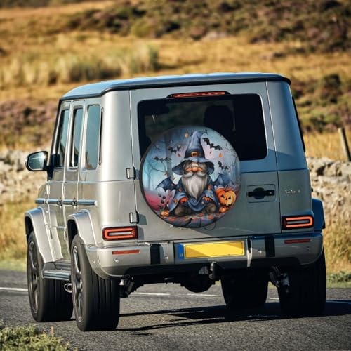 Image of Cute Halloween Gnome Spare Tire Cover Weatherproof Universal Halloween Decorations Wheel Protectors Wheel Covers for Rv Camper Travel Trailer SUV Truck 17 Inch