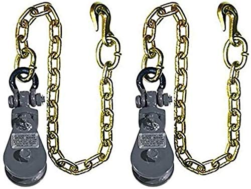 Qty. 2, New! Grey! Secure Tow SBC-3-2T (x2), 2 Ton Snatch Block with Chain for Rollback, Tow Truck, Crane, Wrecker, Farm Equipment, Material Handling, 6I-2TSW30