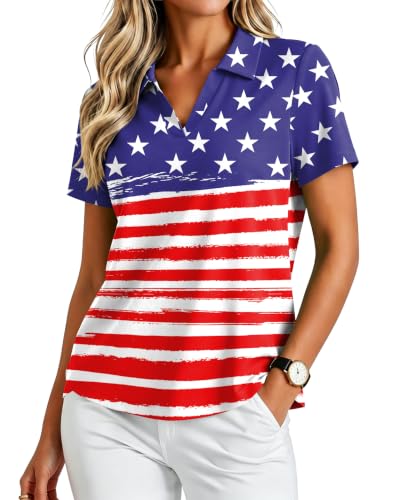 Image of PINSPARK Womens Golf Shirt Short Sleeve Polos UPF 50+ Collared Tennis Tops