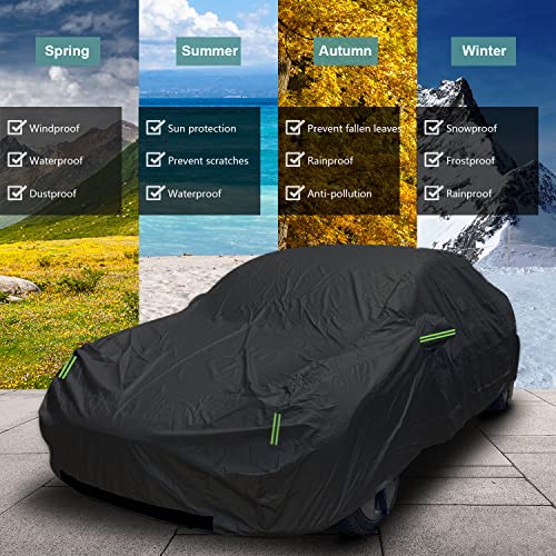 Image of Compatible with Tesla Model 3 Car Cover, All Weather UV Protection Full Exterior Accessories Waterproof with Zipper Charging Port for Tesla Model 3 Cover Outdoor 2017-2023