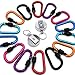Xiuyer Mosquetón de Bloqueo, 14x Mosquetones Clips Aleación de Aluminio D Llavero Ganchos para Camping Viajes 80x42x8 mm & 2X Llavero Retráctil Carrete Pinza de Cinturón con Alambre de Acero de 60 cm