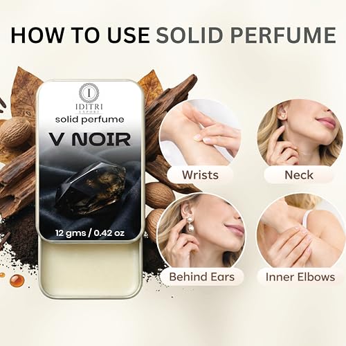 Image of Solid Perfume |Soiree&V Noir Alcohol Free Wax Perfume Balm, Long Lasting | Pocket Tin 12g, Pack Of 2| Non Greasy Smooth Glide, Travel Friendly Men And Women