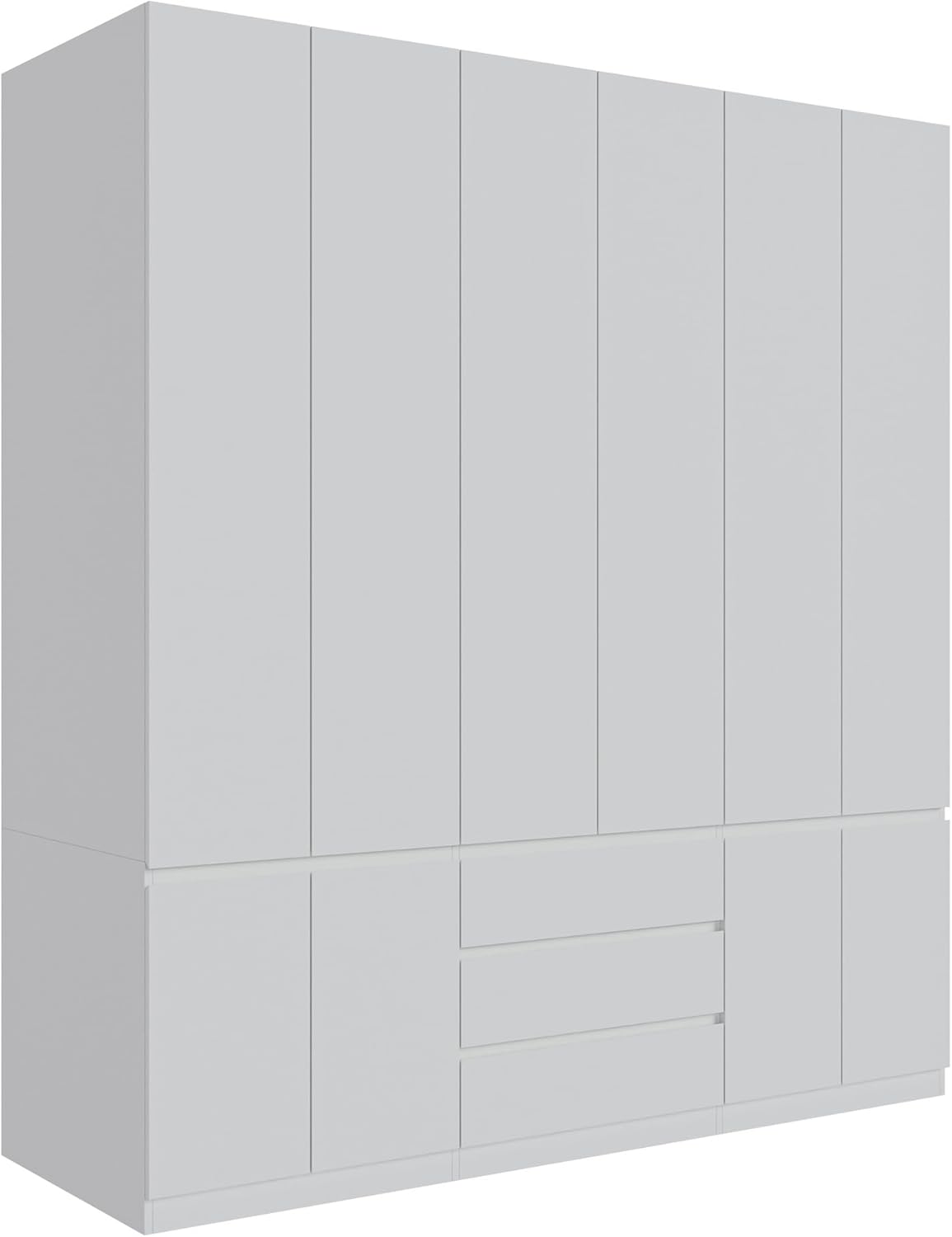 Bobve78 H Large 6 Doors Wooden Wardrobe, Armoire Wardrobe Closet with Drawers, Hanging Rod and Shelves, Bedroom Freestanding Armoire Closet Organizer, White