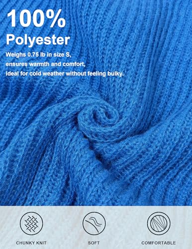 Image of Libsorge Women's Dressy Oversized Turtleneck Sweaters Fall 2024 Casual Winter Ribbed Knit Button Long Sleeve Pullover Sweater Blue S