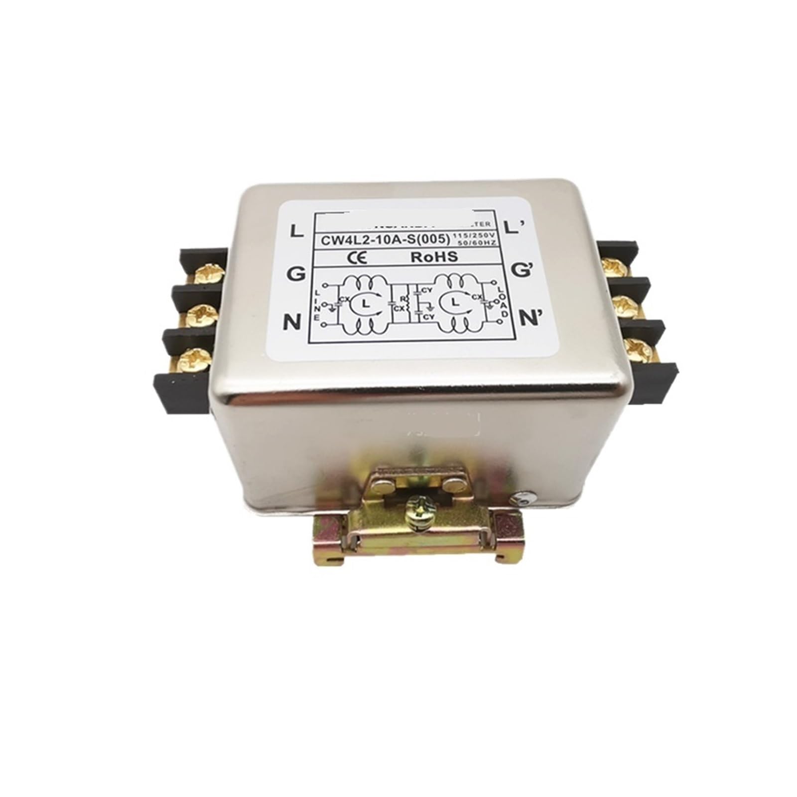 Einphasiger Netzfilter 220 V 10 A, störungsfreier Schienenklemmenblock CW4L2-10A-S