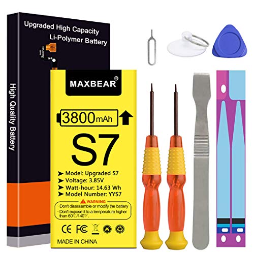 Galaxy S7 Battery, (Upgraded) MAXBEAR 3800mAh 3.85V Li-Polymer Replacement Battery EB-BG930ABE for Samsung Galaxy S7 SM-G930 G930V ( Verizon ),G930T ( T- Mobile ),G930A ,G930P with Repair Tool Kit