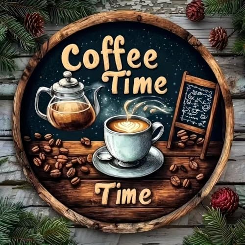 Vintage Coffee Bar Sign Farmhouse Wall Decor for Kitchen- 7.88" Wooden