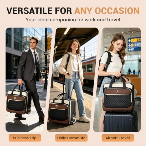 Image of RUCYEN Rolling Laptop Bag,Rolling Briefcase for Men & Women,Laptop Briefcase on Wheels,Carry On Bag for Business Travel