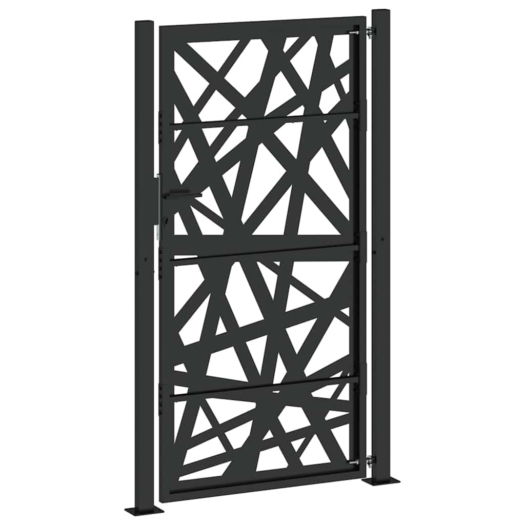 Gartentor Schwarz 105x180 cm Stahl Lichtdesign