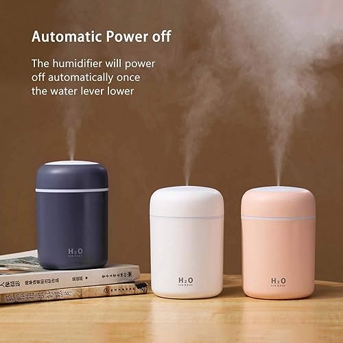 Miniatura 7 de Humidificador de niebla fría, mini humidificador portátil de 10.1 fl oz con luz nocturna LED multicolor, 2 modos de niebla y apagado automático,