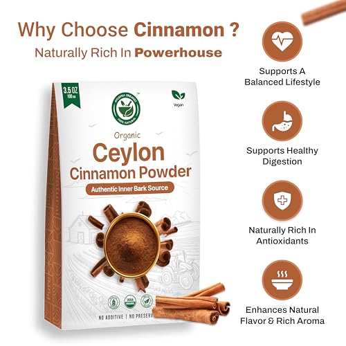 AYUSHKA ORGANIC Ceylon Cinnamon Powder, USDA Organic Ground Cinnamon, 3.5 Oz - image 4