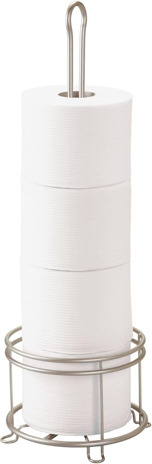 Satin Steel Freestanding 4-Roll Toilet Paper Holder Stand