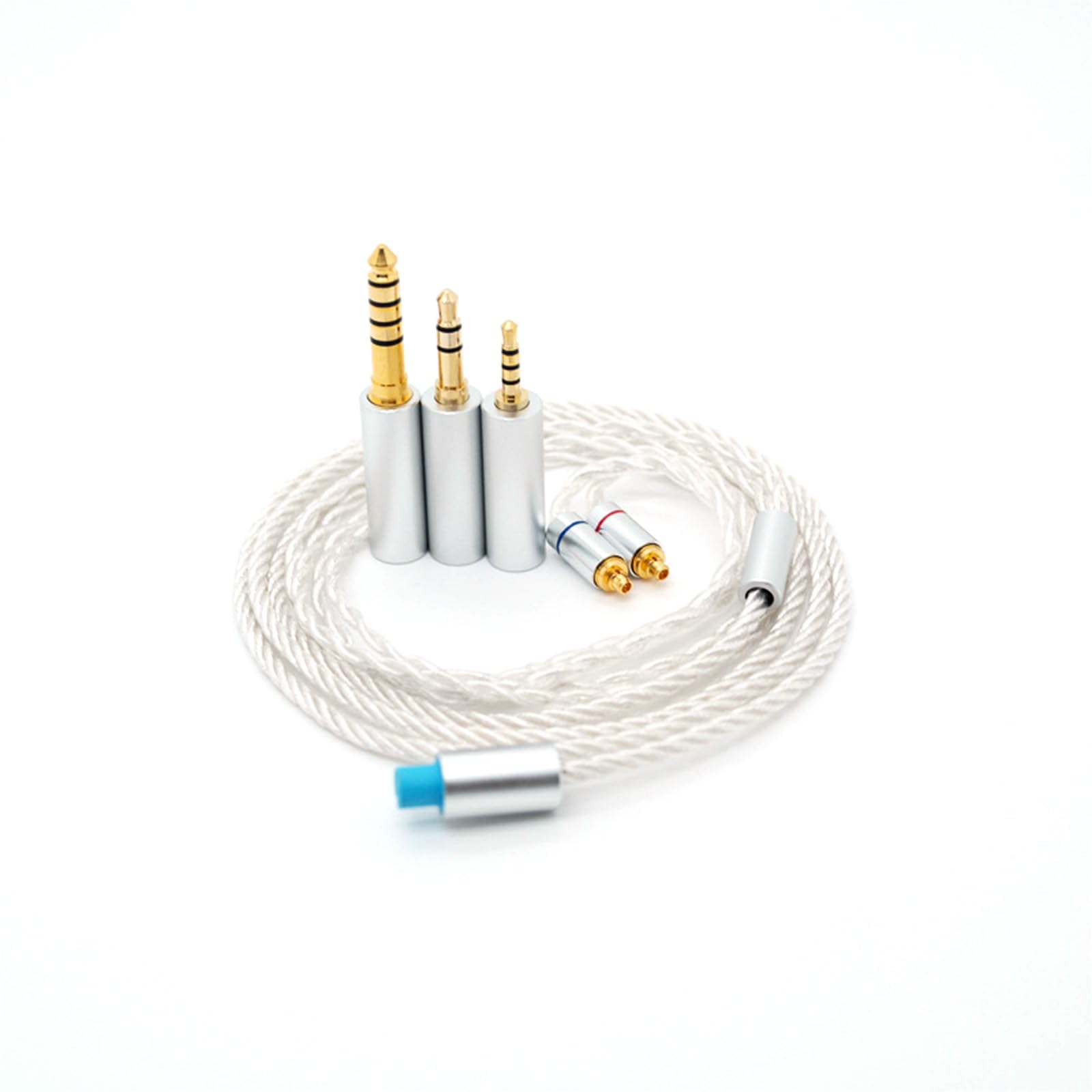 MMCX Symmetrisches Kabel mit 4.4mm,2.5mm,3.5mm Adapter für Sennheiser IE200 IE300 IE600 IE900 Kopfhörer,IE200/300/600/900 3 in 1 Ersatz Kopfhörer Aufrüsten Draht(Silber)