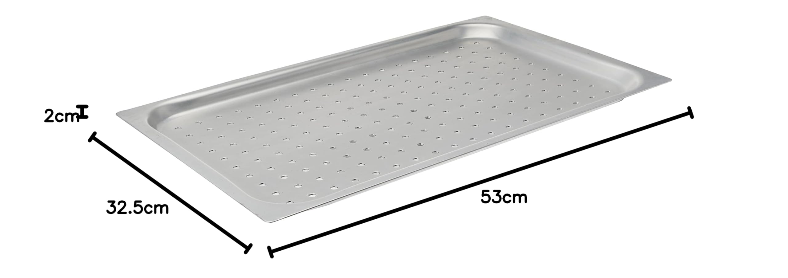 Pentole Agnelli ALMA182F20 Teglia Gastronorm in Lega 3003 Forata, 2 cm, Alluminio, Bianco, 53x32.5x2 cm