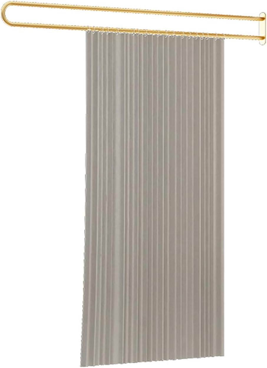 美容室用間仕切りカーテン、金属サポート壁掛けカーテン、U字型間仕切り、光透過保護スクリーン、試着室用(Gold,Rod-230cm)