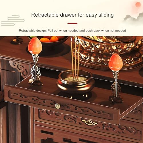 Spiritual Floor Altar Cabinet with Drawer for Meditation and Prayer, Versatile Shrine Stand for Home and Office, Elegant Decor for Mindfulness and Serenity