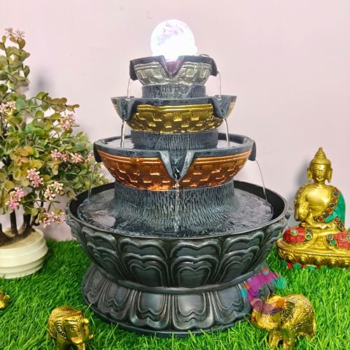 Image of Four Step Table Top Decorative Water Fountain for Home Decor /Office /Indoor & Outdoor /Garden /Puja Room /Vaastu (C-064)