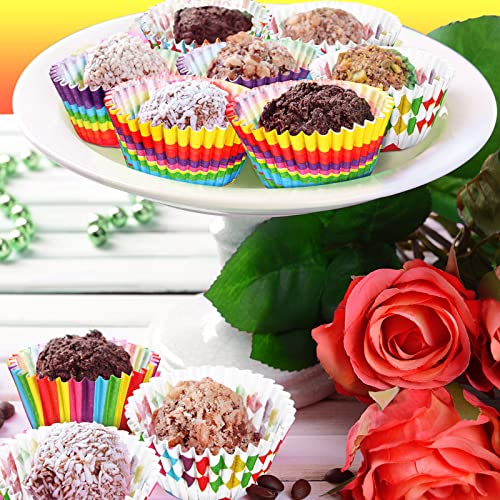 600 Count Cupcake Baking Cups Muffin Cupcake Liners Candy Cup Mini Colorful Cupcake Wrappers Rainbow Combo Disposable Baking Cups Set For Birthday Party Wedding Cake Paper Cup Greaseproof Paper #TOP5