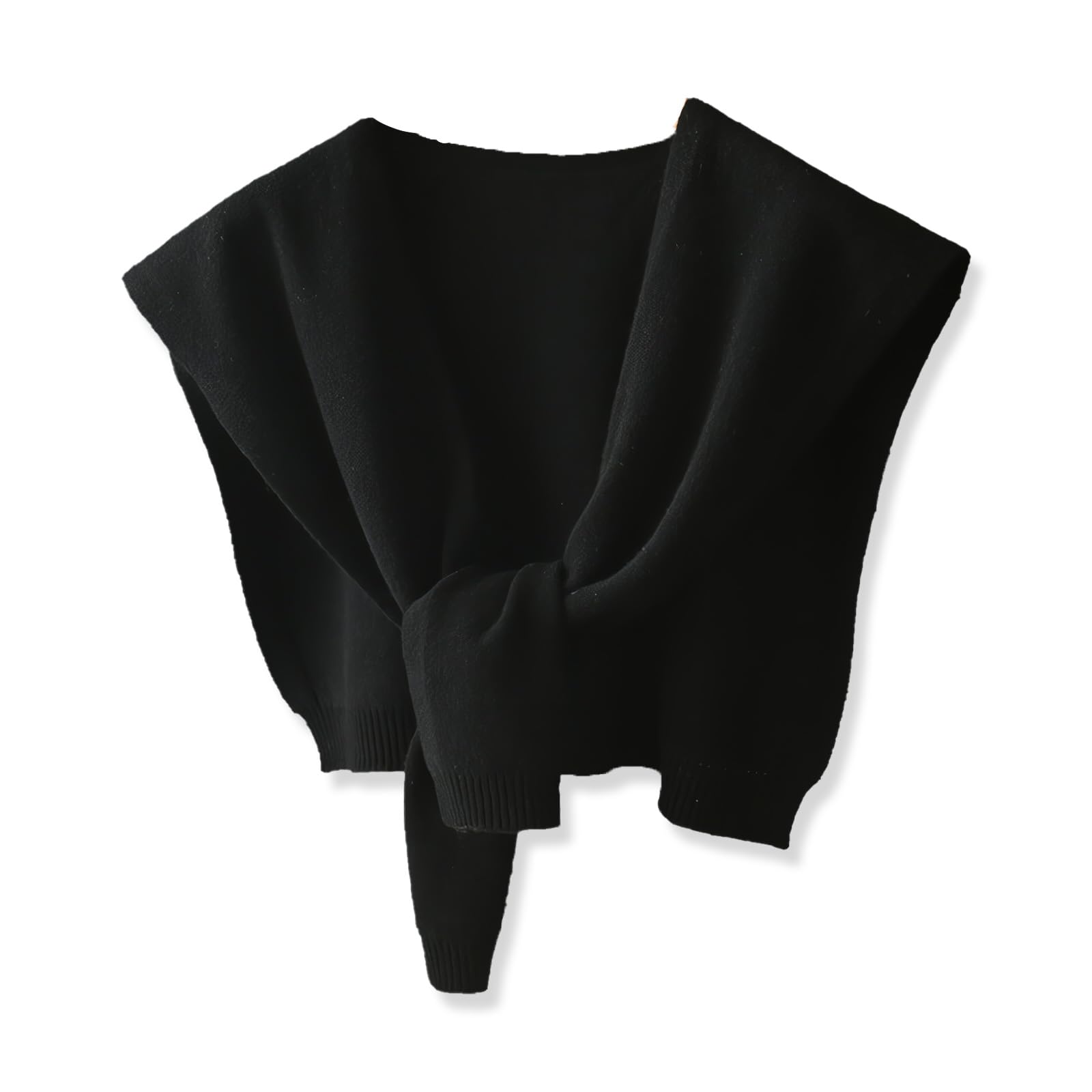 LumiSyne Trui Gebreide Geknoopte Sjaal Wraps Voor Vrouwen Effen Kleur Wol Gebreide Lange Mouwen Geknoopte Blouse Decoratieve Sjaal, Damp Blauw, Eén Maat