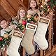 Dremisland 4 Stück Große Weihnachtsstrumpfe Personalisiert 46cm Khaki Weiß Nikolausstrumpf mit Namensschilder Gestrickt Weihnachtssocken Kamin Christmas Stockings für Feiertags Familien Party Dekor