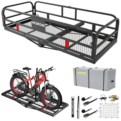 Wildroad Hitch Cargo Carrier with Bike Rack – 60″x24″x14″,