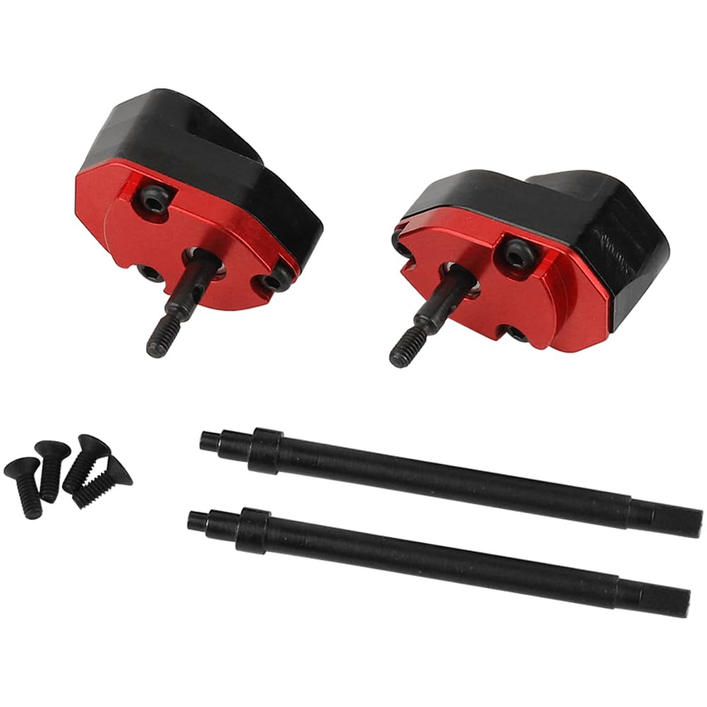 RZXYLRC Metal 1/18 RC Crawler TRX4m Front Rear Straight Axle Heightened to Be Portal Axle Universal Joint CVD Shafts C-hub Upgrade Parts 20231108 (Rear-red black-974)