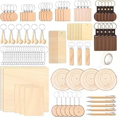 100 Pieces of Wooden Laser Materials: our laser material kit includes many kinds of blank keychain materials and some auxiliary tools, allowing you to expand your creativity; The diverse range of materials provided helps you meet your personalize las...