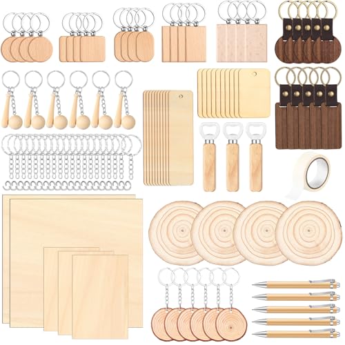 Briwooody 100-Piece Laser Engraving Wooden Keychain Kit