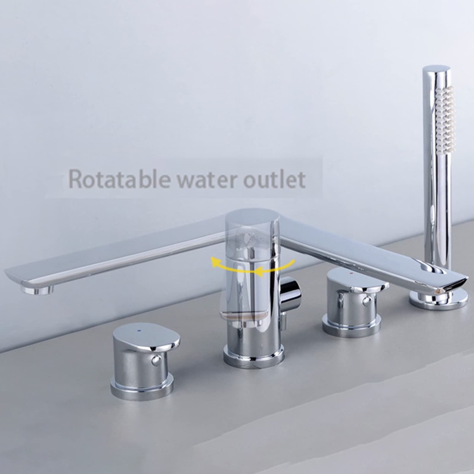 Rubinetto per Vasca Uscita Acqua Girevole Rubinetto per Vasca Miscelatore per Vasca Acqua Calda e Fredda Aeratore Riempitore per Vasca Rubinetto per Vasca con Doppia Maniglia in Ottone con doccetta