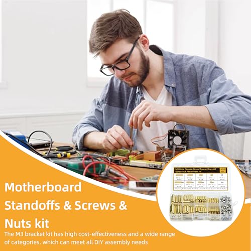 Image of 320 Pcs M3 Motherboard Standoffs and Screws Nuts Kit, Brass Motherboard Standoffs Hex Male Female Spacer,PC Screws for DIY Computer Build, Raspberry Pi, Electronic Projects and Circuit Board