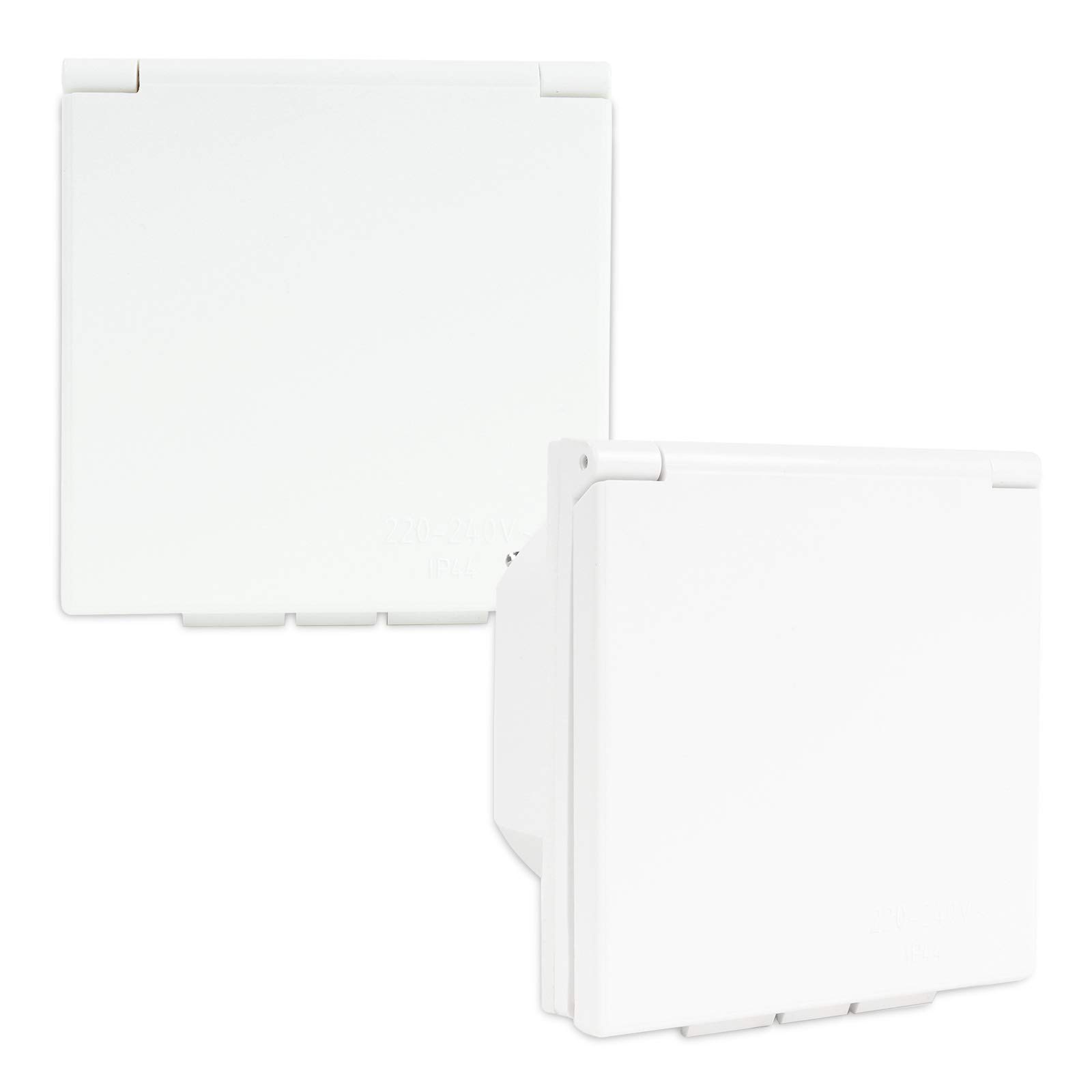 CEE - Enchufe para exteriores (240 V, 12 V, antena satélite, IP44, ideal para caravanas, autocaravanas o autobuses de camping), color blanco