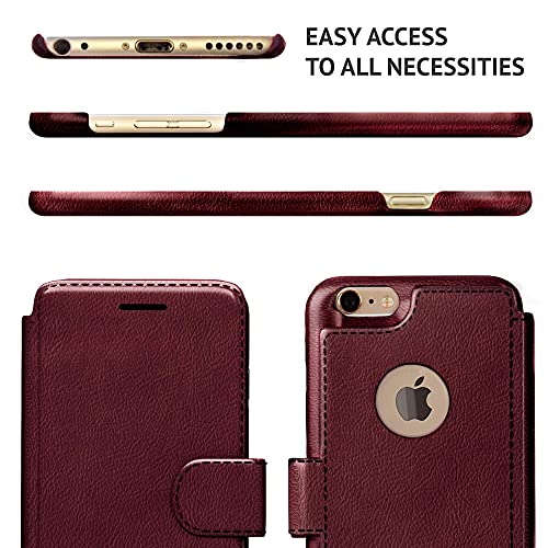 Lupa Iphone 6S Plus Wallet Case, Iphone 6 Plus Wallet Case, Durable And Slim, Lightweight With Classic Design & Ultra-Strong Magnetic Closure, Faux Leather, Burgundy, For Apple Iphone 6S Plus/6 Plus #TOP3