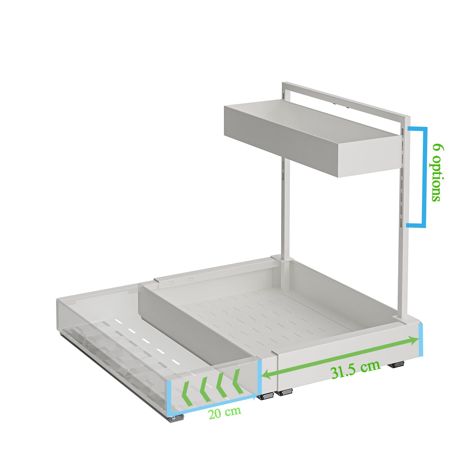 YunNasi Extensible Rangement Sous Evier, Organisateur Cuisine 2 Niveaux, Rangement et Organisation de Cuisine, Tiroir Coulissant Cuisine pour Salle de Bain, Armoire, Placard (Blanc)