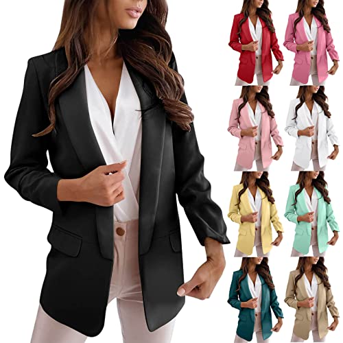 GOSEAGOTOFUN Womens Blazers Dressy Casual Loose Open Front Long Sleeve Suit Jacket Lightweight Business Work Casual Blazer 01-Black Small - image 1