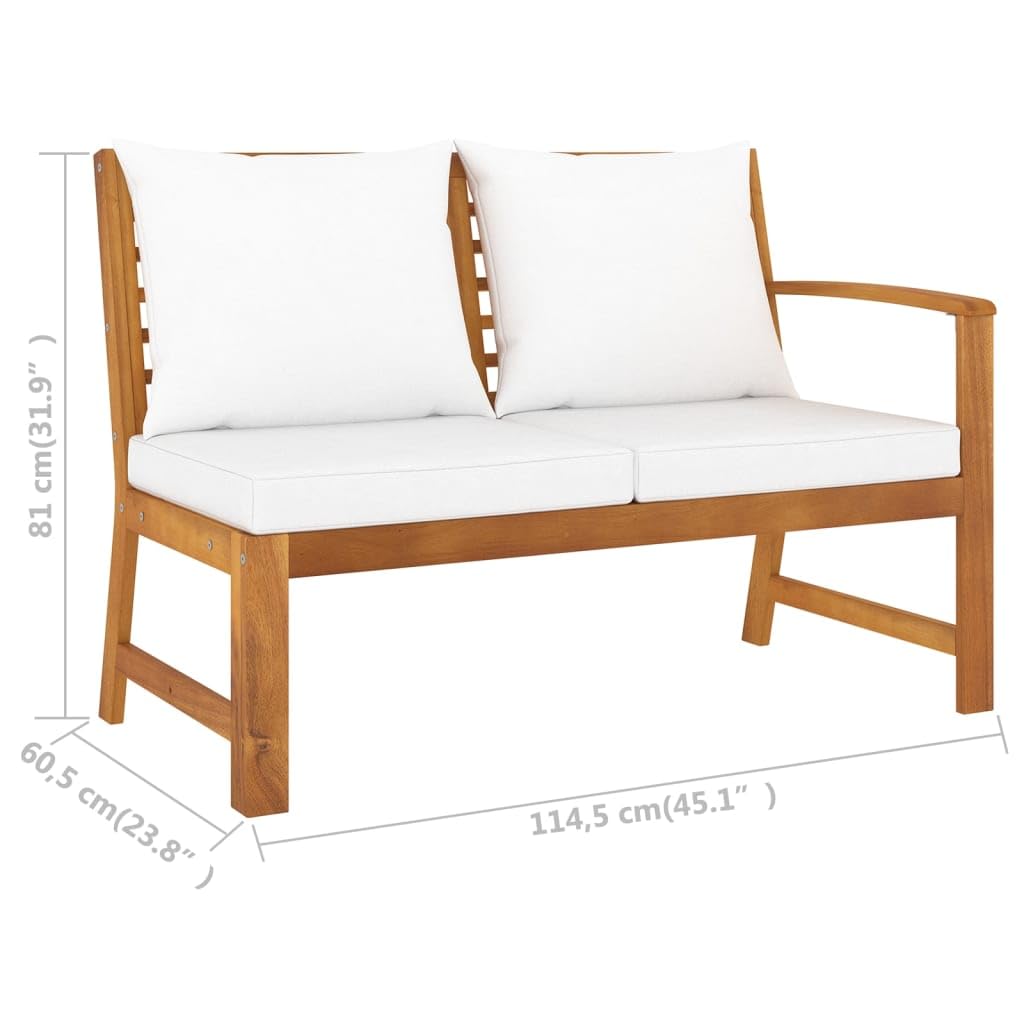 vidaXL Salon de Jardin 4 pcs avec Coussin Mobilier de Patio Mobilier de Jardin Meubles d'Extérieur Meubles de Terrasse Crème Bois d'Acacia Massif