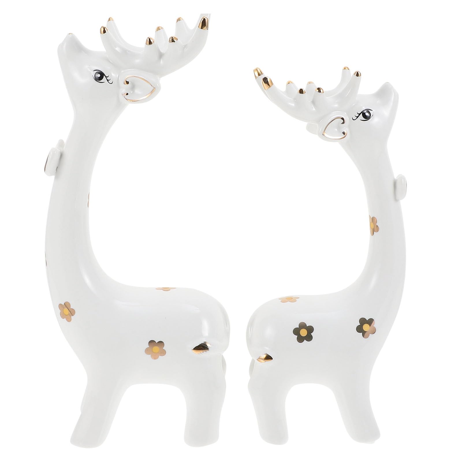 Figurines de cerfs en céramique blanche au design artistique et finitions soignées jojofuny
