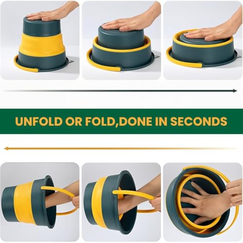 Image of 10 L Silicone Bucket Foldable Collapsible Water Bucket for Bathroom Cleaning Car Washing Camping, Beach Trips, Fishing, Outdoor Travel, Household Use | Portable Lightweight Multicolored