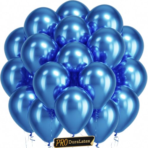 Image of Bezente Pro Duralatex Metallic Blue Extra-Thick Balloons 120 Pack 10 inch