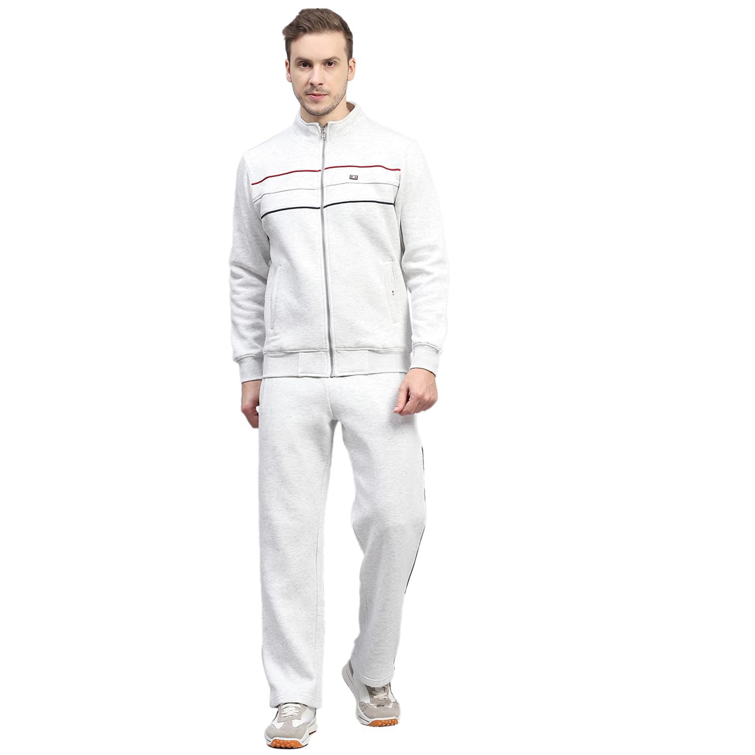 monte carlo Mens Solid Navy Blue Mock Neck Full Sleeve Tracksuit-picture-18
