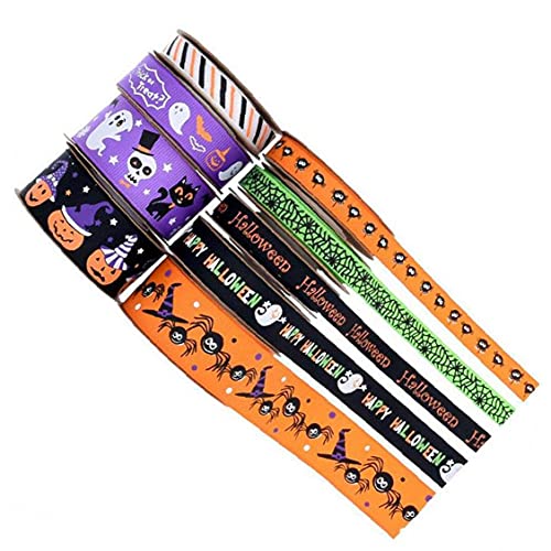 Hainice Halloween Wikkellint 4,5 M Bedrade Edge Ghost Pumpkin Spider Grosgrain Gift Lint 9pcs - Image 8