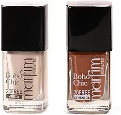 Kit 2 Esmaltes Marfim | Pincel Anatômico, Hipoalergênico, Secagem Rápida, Longa Duração (Areia + Cerâmica)