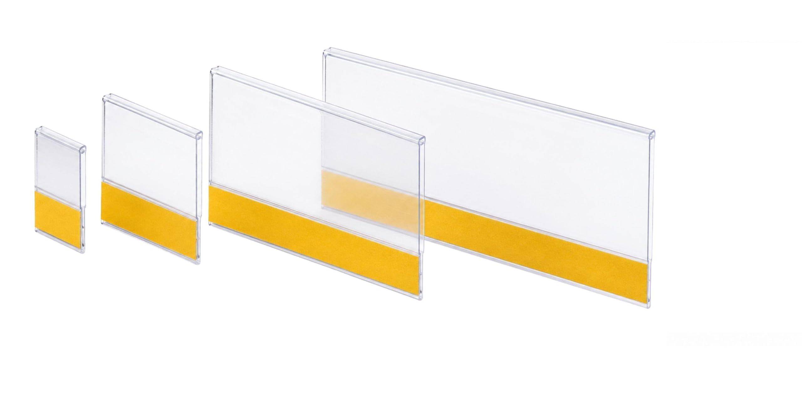 SNOOGG 12 Pieece PVC Price Tag Strip Holder 35 MM X 2 Inch Clear Shelf Label Holder Self Adhesive Badge for Retail Shop Supermarket Pharmacy Store Library Sign Display Slide in Tag Holder-image-6