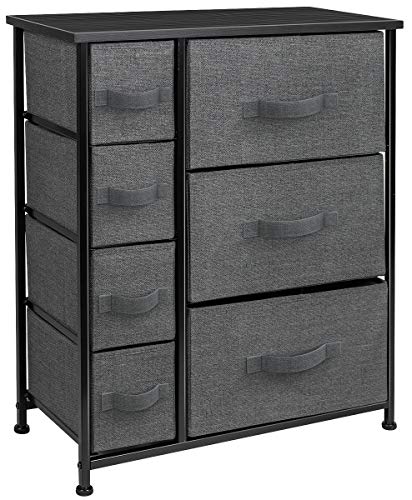 Sorbus Dresser With Drawers - Furniture Storage Tower Unit For Bedroom, Hallway, Closet, Office Organization - Steel Frame, Wood Top, Easy Pull Fabric Bins (Black/Charcoal) #TOP5