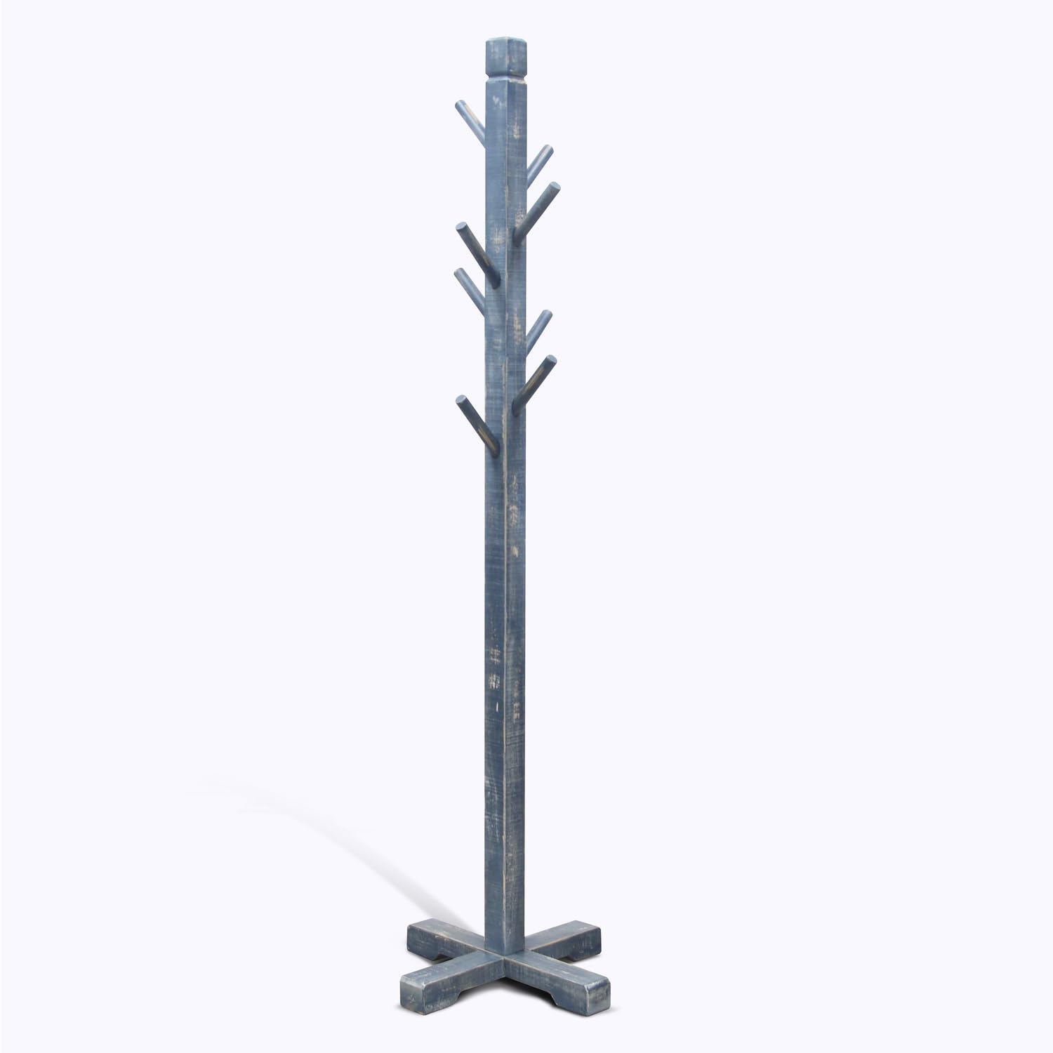 Sunny Designs Traditional Solid Wood Hat Rack with 8-Prong Hooks in Blue