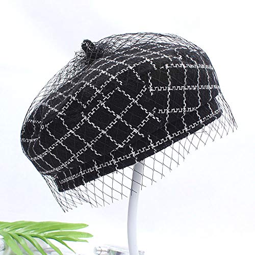 Danse Jupe Women Classic Tweed Tartan Beret British Retro Artist Beanie Hat Cap(Black) #TOP5