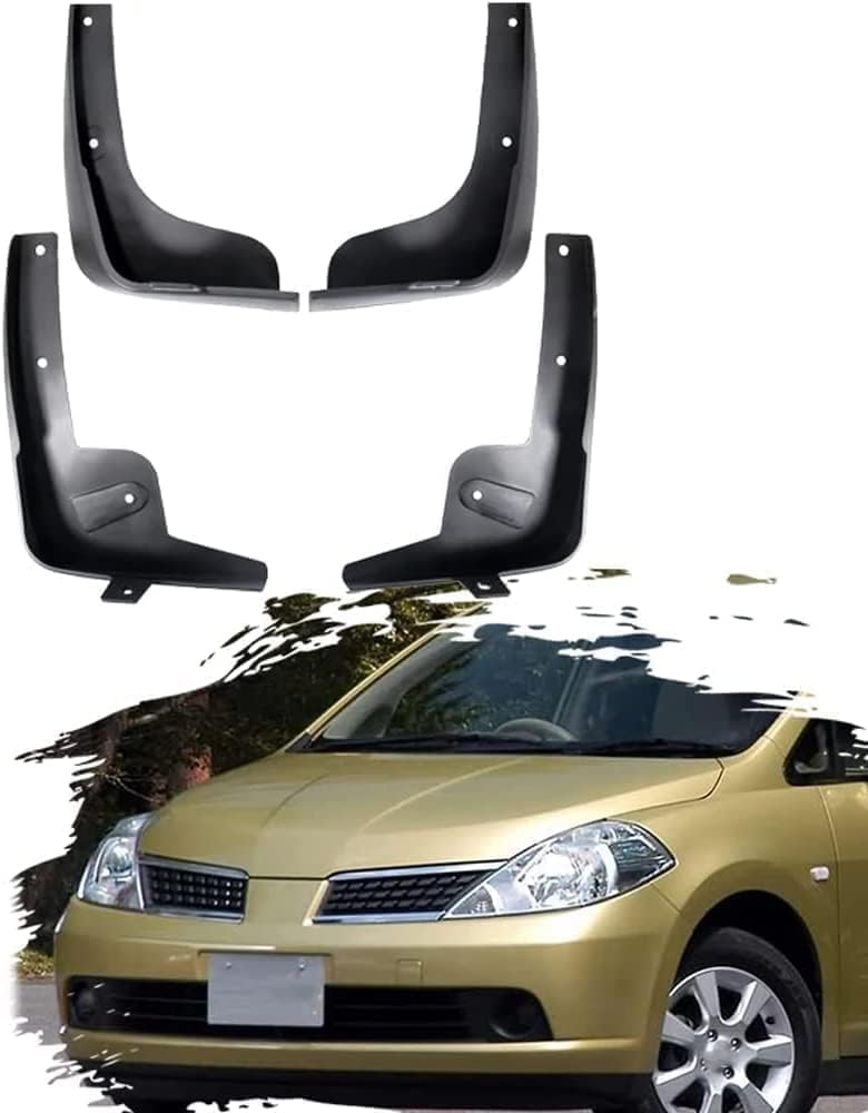 RSCBB 4 Pcs Car Mud Flaps Splash Guards for Nissan Tiida Versa Latio C11 2007 2008 2009 2010 2011, Easy Installation Mudguards Front Rear Mud Flaps Splashproof Waterproof Car Accessories