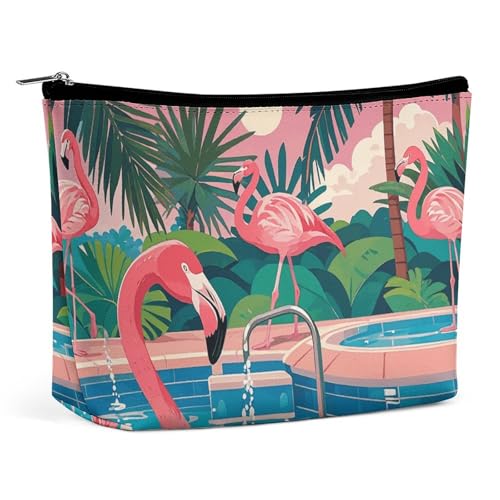 Trousse de maquillage zippée en cuir synthétique contre le désordre