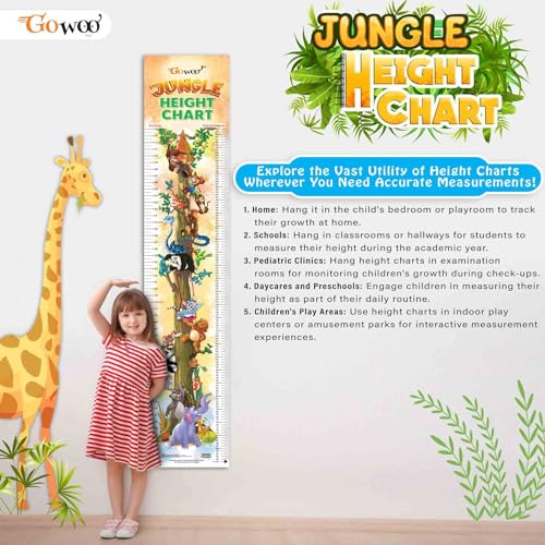 Image of GO WOO Life Cycle Chart and JUNGLE HEIGHT CHART | Set of 2 charts 1 Educational + 1 Height Chart | A Pack of Life Cycle Chart and Jungle Height Chart for Adventure-seeking Kids