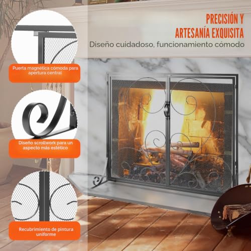 Pantalla para chimenea protector seguro VEVOR con puertas de facil acceso 7